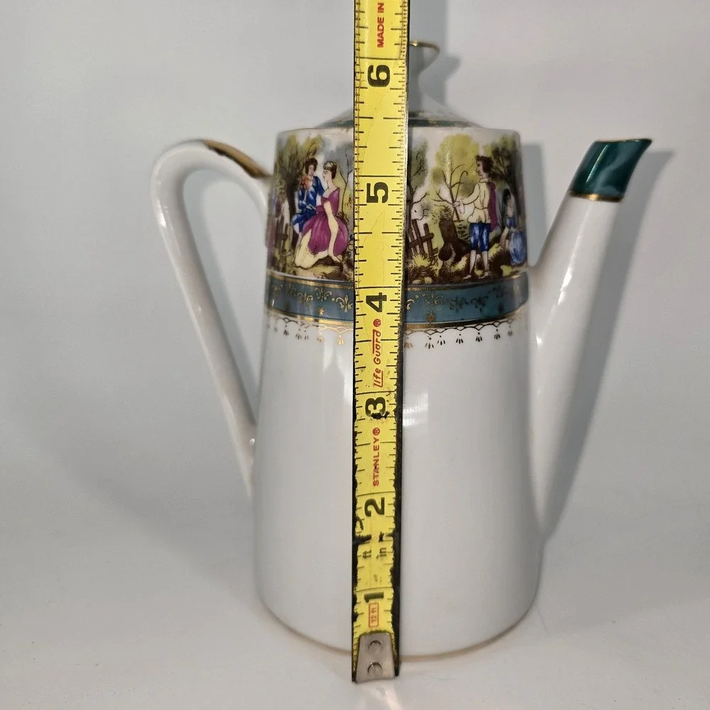 Vintage Fragonard Style Porcelain Tea Set‎ Teapot Sugar Creamer Courting Couple